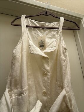 Universal Thread Cream Button-Front Linen Tank Dress